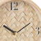 7" Light Brown Wood Woven Chevron Patterned Clock with Silver Legs